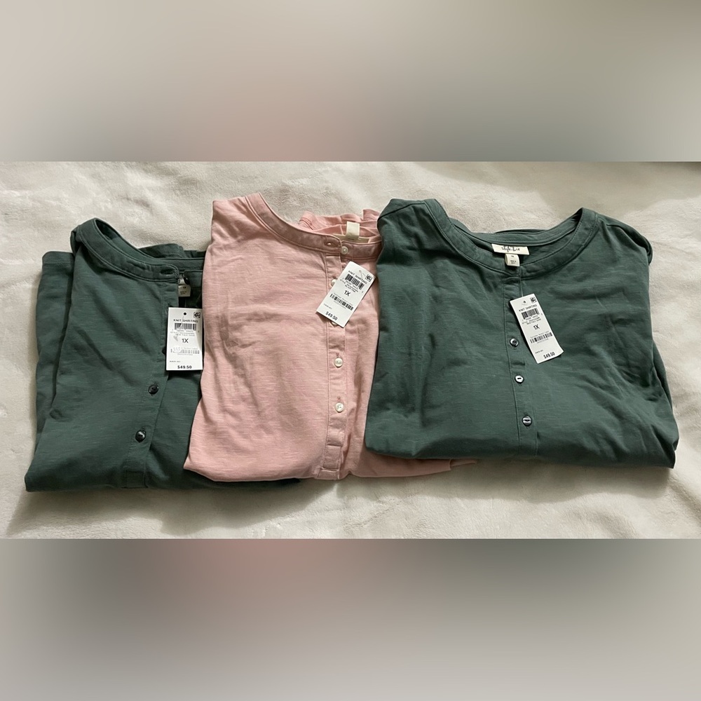 3pc Bundle Style & Co NWT Top Size 1X 1-Pink, 2-Sage Green, Long Sleeve